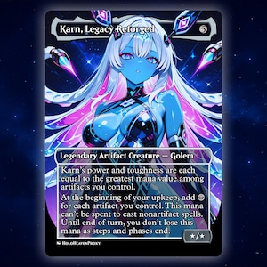 Karn, Legcy Reforged Anime Waifu Einzelkarte Proxy-Karte Individuell für EDH Kommandant Geschenk für Sie / Ihn