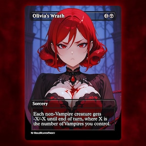 Olivia&#39;s Wrath Anime Waifu Single Card Proxy Card Custom For EDH Commander Gift For Him/Her