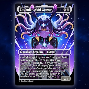 Zhulodok, Void Gorger V1 Anime Waifu Cartão Proxy Único Personalizado para Comandante EDH, Presente para Ele/Ela