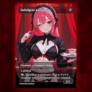 Cartão de Proxy de Anime Waifu Aristocrata Indulgente, Cartão Único Personalizado para Comandante EDH, Presente para Ele/Ela