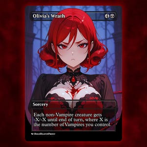 Cartão de Proxy de Anime Waifu da Ira de Olivia, Cartão Único Personalizado para Comandante EDH, Presente para Ele/Ela