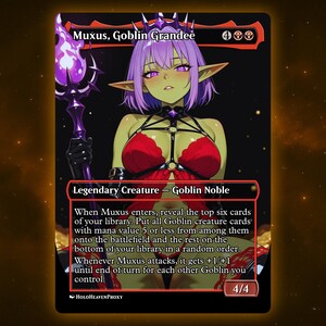 Muxus, Goblin Grande Anime Waifu Einzelkarte Proxy-Karte Individuell für EDH Kommandant Geschenk für Sie / Ihn