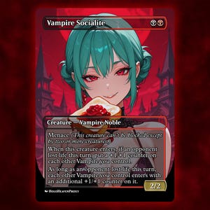 Cartão de Proxy de Anime Socialite Vampiro Waifu Único Cartão Personalizado para Comandante EDH Presente para Ele/Ela