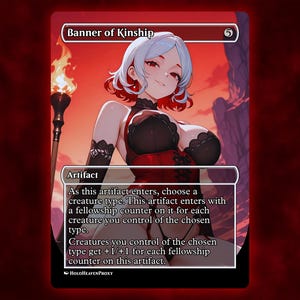 Banner der Kinship Anime Waifu Einzelkarte Proxy-Karte Individuell für EDH Kommandant Geschenk für Sie / Ihn