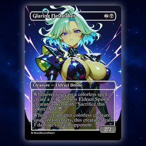 Glaring Flesraker Anime Waifu Einzelkarte Proxy-Karte Individuell für EDH Kommandant Geschenk für Sie / Ihn
