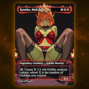 Krenko, Mob Boss V4 Anime Waifu Single Card Proxy Card Custom For EDH Commander Gift For Him/Her