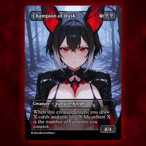 Cartão de Proxy de Carta Única Waifu de Anime Campeão do Crepúsculo Personalizado para Comandante EDH, Presente para Ele/Ela