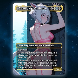 Y&#39;shtola, Night&#39;s Blessed V5 Anime Waifu Single Card Proxy Card Custom For EDH Commander Gift For Him/Her