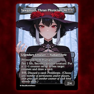 Yawgmoth, Thran Physician Anime Waifu Cartão Proxy Único Personalizado para Comandante EDH Presente para Ele/Ela