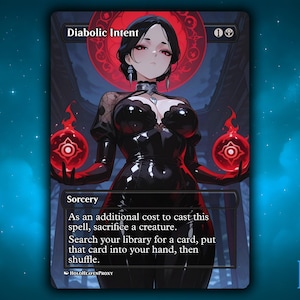 Diabolic Intent Anime Waifu Single Card Proxy Card Custom For EDH Commander Gift For Him/Her