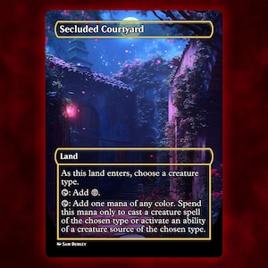 Secluded Courtyard Land Anime Waifu Einzelkarte Proxy-Karte Individuell für EDH Kommandant Geschenk für Sie / Ihn