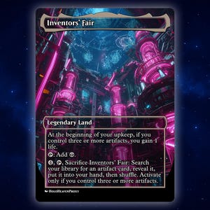 Inventors&#39; Fair Land Anime Waifu Single Card Proxy Card Custom For EDH Commander Gift For Him/Her