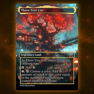 Drei Baum Stadt Land Anime Waifu Einzelkarte Proxy-Karte Individuell für EDH Kommandant Geschenk für Sie / Ihn