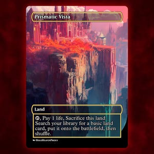 Prismatic Vista Land Anime Waifu Single Card Proxy Card Custom For EDH Commander Gift For Him/Her