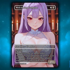 Welcoming Vampire Anime Waifu Single Card Proxy Card Custom For EDH Commander Gift For Him/Her