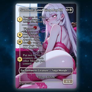 Summon: Good King Mog XII Anime Waifu Single Card Proxy Card Custom For EDH Commander Gift For Him/Her