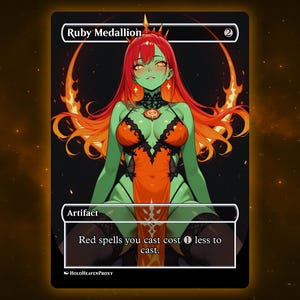 Rubin Medaillon Anime Waifu Single Card Proxy Card Custom für EDH Kommandant Geschenk für Sie / Ihn