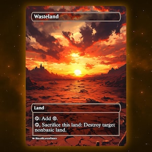 Wasteland Land Anime Waifu Single Card Proxy Card Custom For EDH Commander Gift For Him/Her