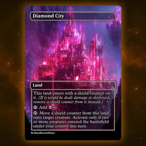 Diamond City Land Anime Waifu Einzelkarte Proxy-Karte Individuell für EDH Kommandant Geschenk für Sie / Ihn