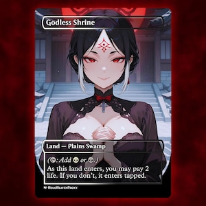 Godless Shrine Land Anime Waifu Carta Proxy Única Personalizada para Comandante EDH Presente para Ele/Ela