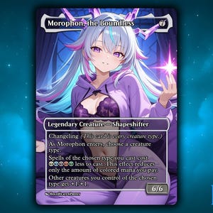 Tarjeta proxy de una sola tarjeta de anime Waifu Morophon the Boundless, personalizada para el comandante EDH, regalo para él/ella