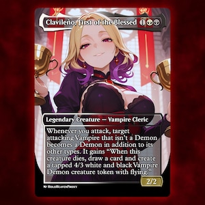 Clavileño, First of the Blessed Anime Waifu Single Card Proxy Card Custom For EDH Commander Gift For Him/Her