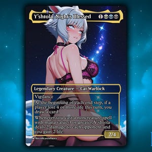 Y&#39;shtola, Night&#39;s Blessed V4 Anime Waifu Single Card Proxy Card Custom For EDH Commander Gift For Him/Her