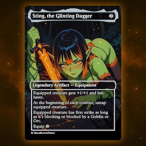 Sting, the Glinting Dagger Anime Waifu Einzelkarte Proxy-Karte Individuell für EDH Kommandant Geschenk für Sie / Ihn