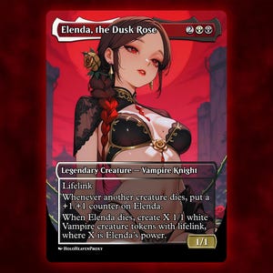 Elenda, a Rosa do Crepúsculo, Carta Proxy de Anime Waifu, Cartão Único Personalizado para Comandante EDH, Presente para Ele/Ela