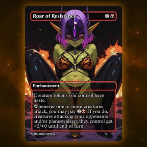 Roar of Resistance Anime Waifu Single Card Proxy Card Custom For EDH Commander Gift For Him/Her