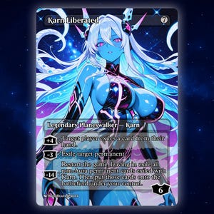 Karn Liberated Anime Waifu Einzelkarte Proxy-Karte Benutzerdefinierte für EDH Kommandant Geschenk für Sie / Ihn