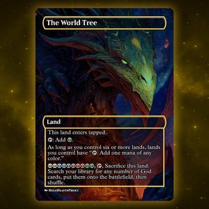 The World Tree Land Waifu Single Card Proxy Card Custom For EDH Commander Gift For Him/Her