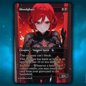 Bloodghast Anime Waifu Single Card Proxy Card Custom For EDH Commander Gift For Him/Her