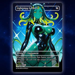 Lightning Greaves Anime Waifu Einzelkarte Proxy-Karte Individuell für EDH Kommandant Geschenk für Sie / Ihn