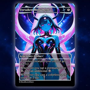 Forsaken Monument Anime Waifu Single Card Proxy Card Custom For EDH Commander Gift For Him/Her