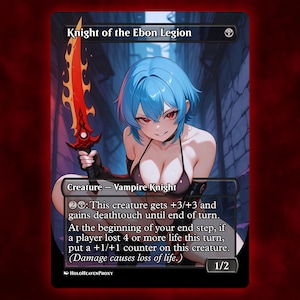 Cartão de Proxy de Anime Waifu Cavaleiro da Legião de Ébano, Cartão Único Personalizado para Comandante EDH, Presente para Ele/Ela