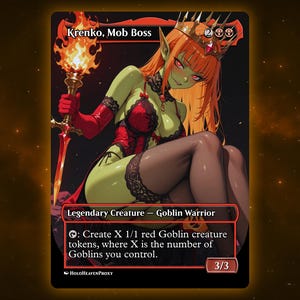 Krenko, Mob Boss V1 Anime Waifu Einzelkarte Proxy-Karte Individuell für EDH Kommandant Geschenk für Sie/Ihn