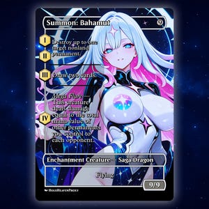 Beschwörung: Bahamut Anime Waifu Einzelkarte Proxy-Karte Individuell für EDH Kommandant Geschenk für Sie / Ihn
