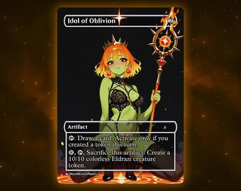 Idol of Oblivion Anime Waifu Single Card Proxy Card Custom For EDH Commander Gift For Him/Her