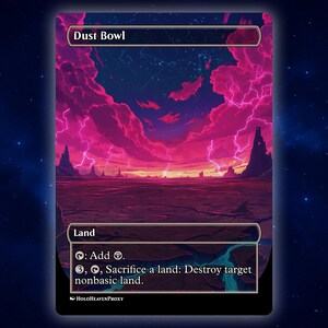 Dust Bowl Land Anime Waifu Single Card Proxy Card Custom For EDH Commander Gift For Him/Her