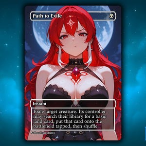 Path to Exile Anime Waifu Single Card Proxy Card Custom For EDH Commander Gift For Him/Her