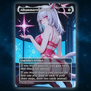 Alhammarret&#39;s Archive Anime Waifu Single Card Proxy Card Custom For EDH Commander Gift For Him/Her