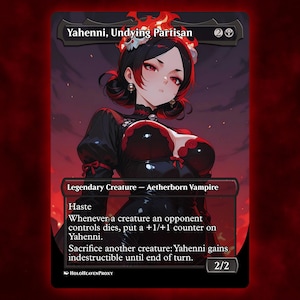 Yahenni, Undying Partisan Anime Waifu Single Card Proxy Card Custom For EDH Commander Gift For Him/Her