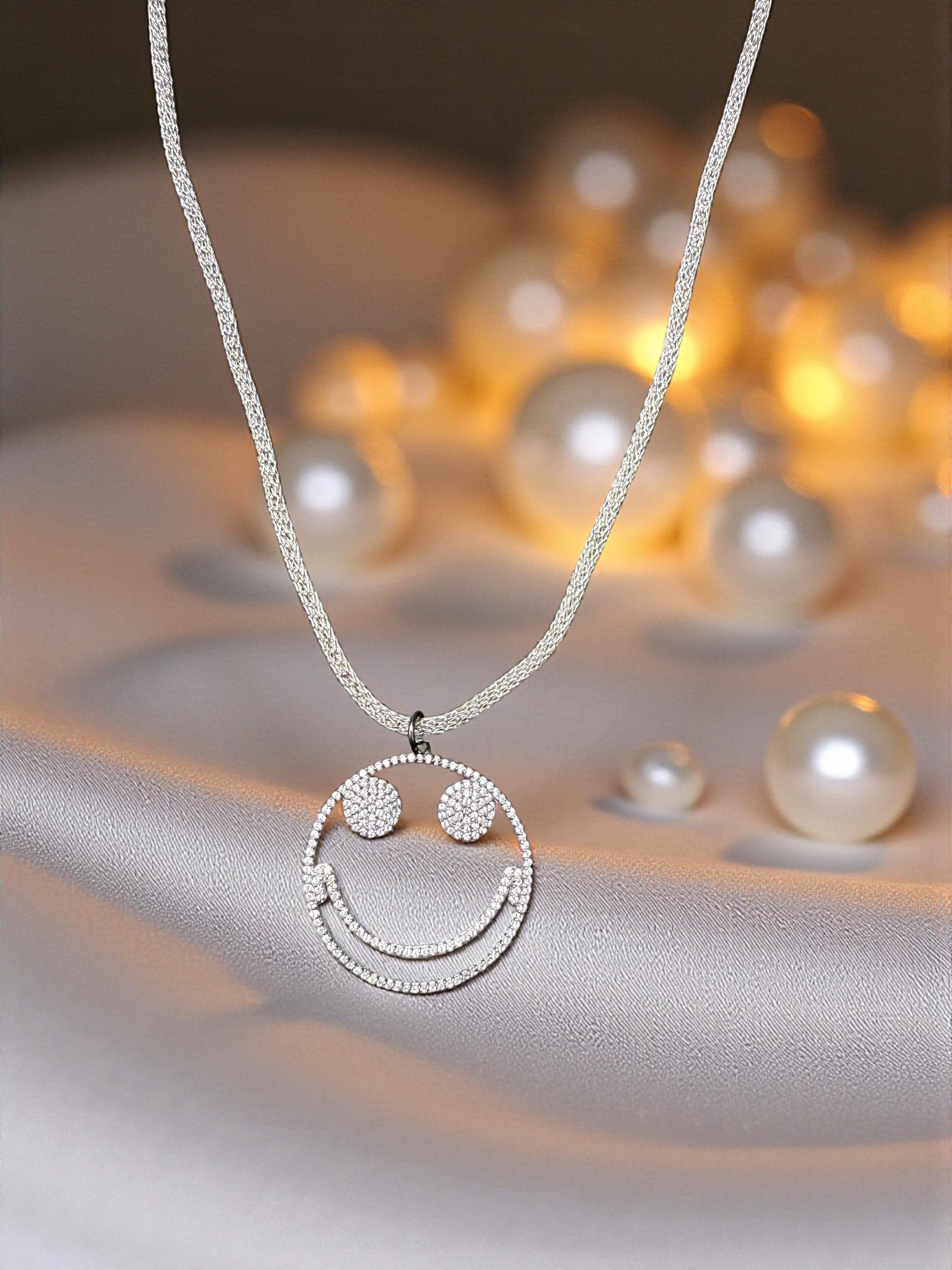 Smiley Face Pendant | Handmade Spiritual Necklace | Cz Sterling