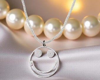 アクセサリー smile Smiley Face Pendant | Handmade Spiritual Necklace | Cz Sterling