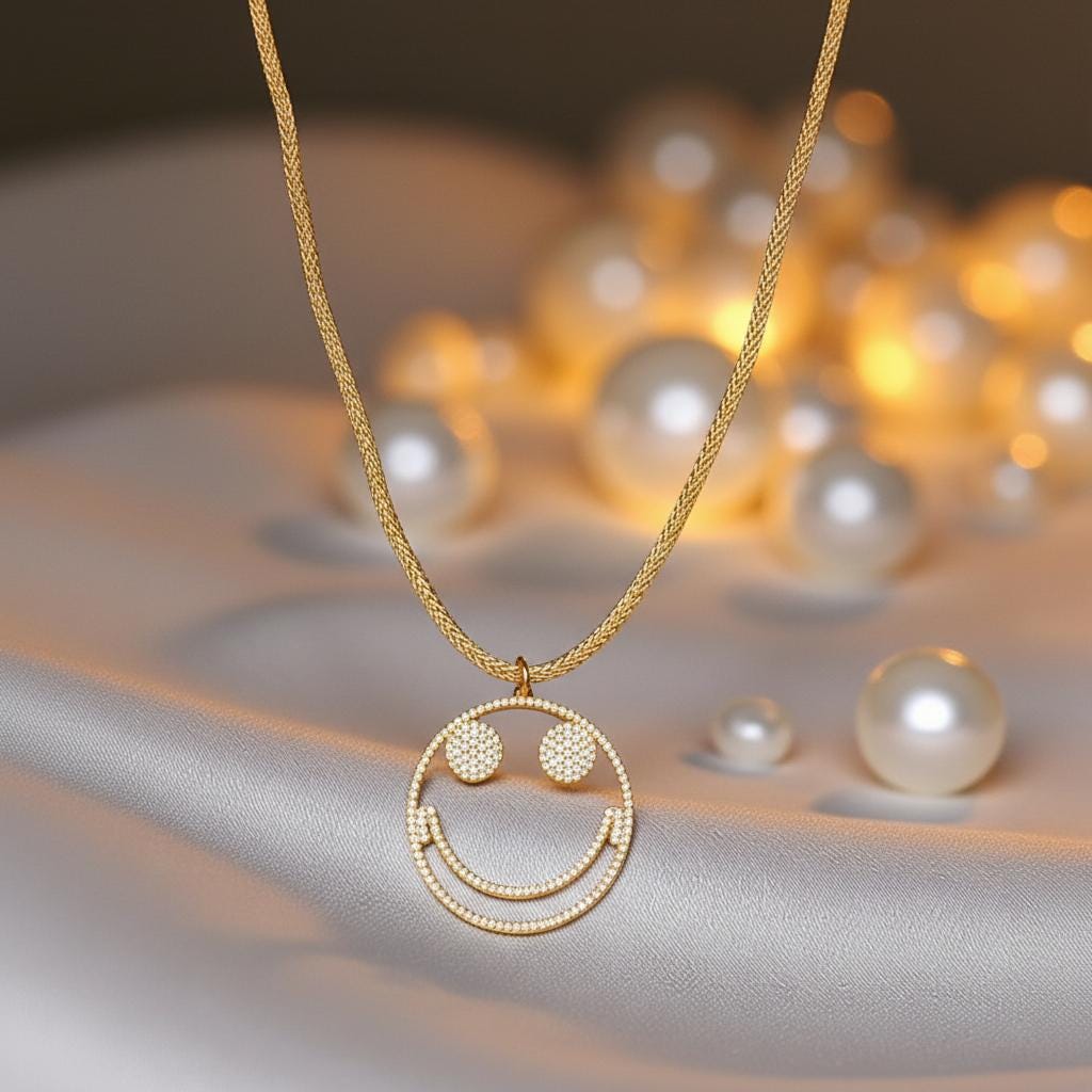 Smiley Face Pendant | Handmade Spiritual Necklace | Cz Sterling