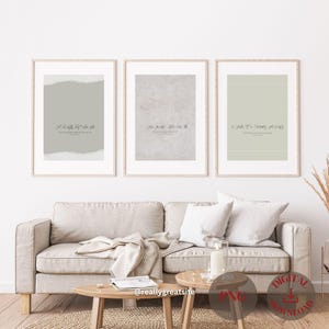 Islamisches Wand Kunst Set - Arabische Kalligraphie Zitate | Koran und Hadithe – Vertrauen in Allah, Barmherzigkeit, Dankbarkeit – Neutrales Wohndekor