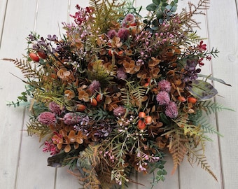 Forest,Handcrafted Autumn Faux Foilage door Wreath: Berries, Ferns, Eucalyptus