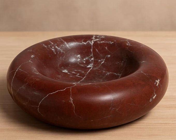 Featured listing image: Handcrafted Rosso Levanto Marble Bowl – Luxury Artisan Centerpiece for Modern Homes