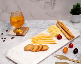 Handgemaakte Witte Marmeren Achthoekige Serveerschaal, 16 Inch Gebaksplank, Charcuterie- en Kaasplateau